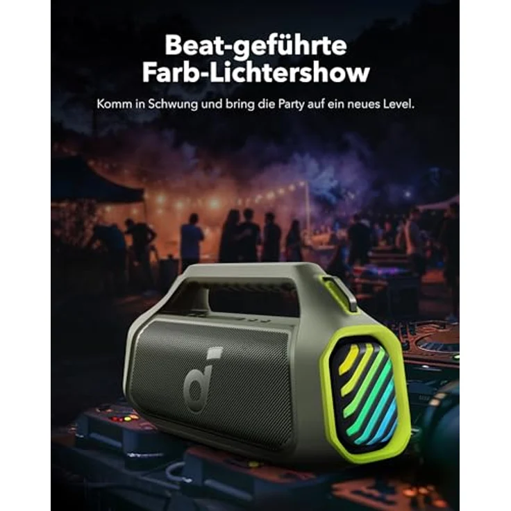 soundcore Boom 2 Plus Outdoor Lautsprecher, 140W, 2+2 Channel, BassUp 2.0, 20h, Schnellladung, IPX7 wasserdicht, RGB Lichter, USB-C, Power Bank, BT 5.3, tragbarer Bluetooth Lautsprecher, Camping – Bild 4