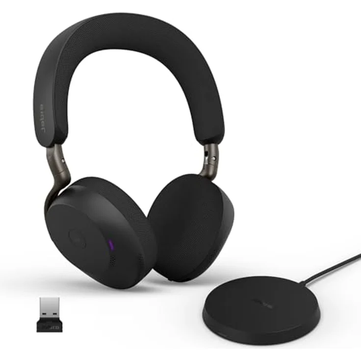 Jabra Evolve3 75, On-Ear Bluetooth Headset mit Mikrofon, Ladestation, erweiterte ANC, 22h Akku, USB-A, für MS Teams, schwarz – Bild 1