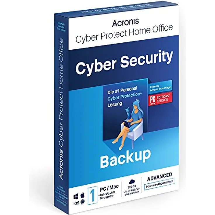 Acronis Cyber Protect Home Office 2023 Advanced 500 GB Cloud-Speicher 1 PC/Mac 1 Jahr Internet Security inkl. Backup - Aktivierungscode per Post