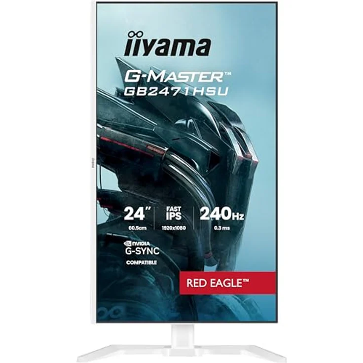 iiyama G-Master Red Eagle GB2471HSU-W1, 23,8" Full-HD Gaming Monitor mit 240Hz, 0.3ms, G-SYNC, höhenverstellbar, Pivot, weiß – Bild 4