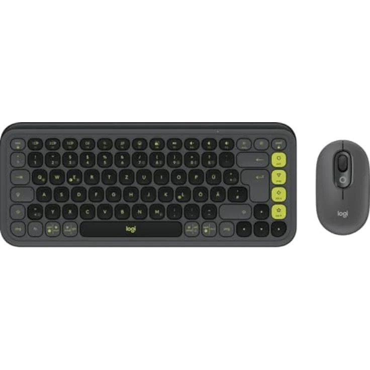 LOGITECH POP ICON COMBO, Grafit / Grün Tastatur und Maus Set mit anpassbaren Aktionstasten, leiser Tastatur und Maus, Bluetooth, Easy-Switch Tasten, Smartwheel, lange Batterielaufzeit – Bild 1