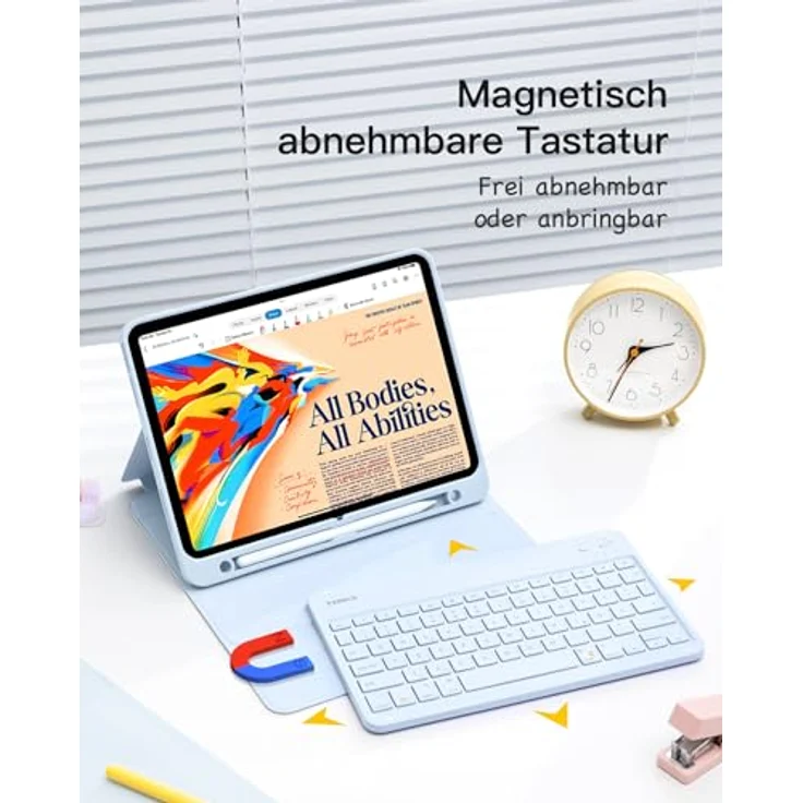 Inateck Tastatur Hülle kompatibel mit iPad Air 6 11 Zoll 2024, iPad 10 Gen. 2022, iPad Air 5/4 (2022/2020) 10,9 Zoll, iPad Pro 11 4/3/2/1, QWERTZ, Abnehmbar, mit Stifthalter, KB04002, Schwarz – Bild 3