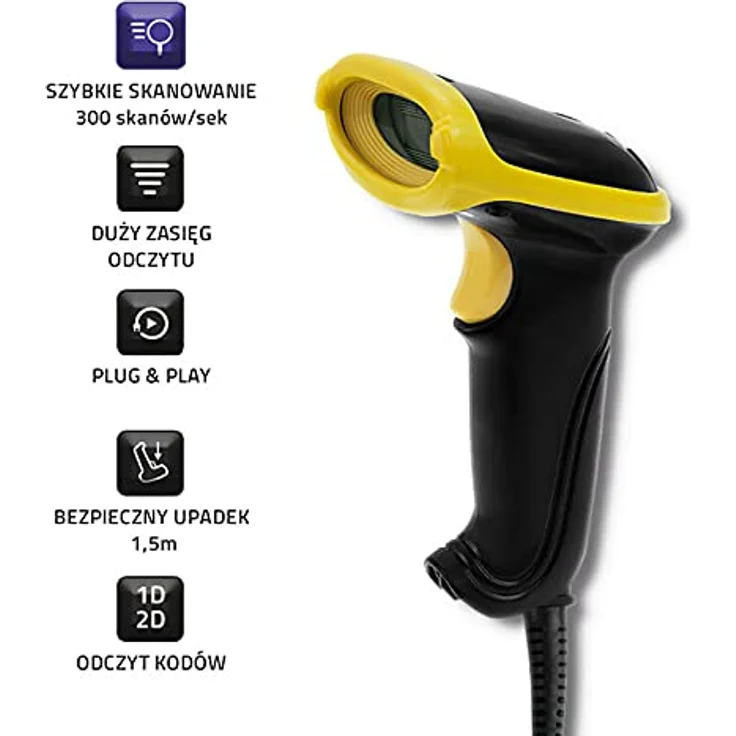 Qoltec Laser Scanner 1D | 2D | USB | Black, Barcode-Scanner – Bild 4