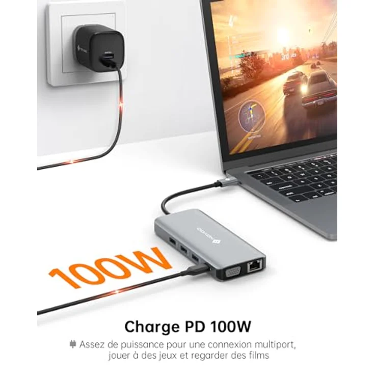 NOVOO 11-in-1 USB-C Docking Station, Double HDMI Multiport Dock mit 4 USB-A-Ports, Gigabit-Ethernet und SD/TF-Kartenleser, kompakt und langlebig – Bild 6