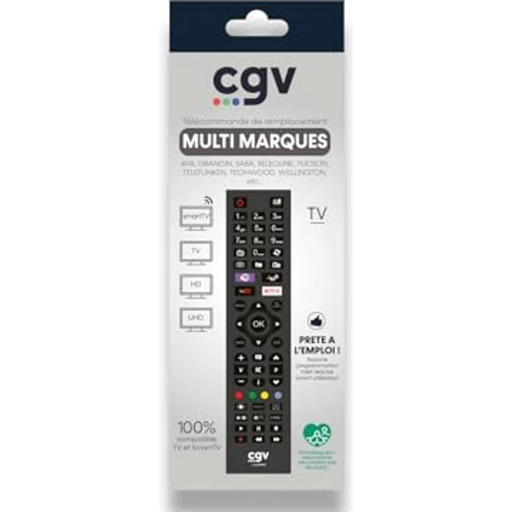 CGV Fidelio MM Universal-Fernbedienung für Fernseher, Plug and Play, kompatibel mit AYA, Bluesky, First Line, Grandin, Hitachi, Proline, Qilive, Schaub-Lorenz, Schneider, Selecline, Techwood – Bild 2