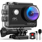COOAU Action Cam HD 4K 20MP WiFi Unterwasserkamera 40M EIS Stabilisierung Action Cam (HD 4K, WLAN (Wi-Fi), mit externem Mikrofon, mit Fernbedienung, 2 Akkus 1200mAh) - Schwarz