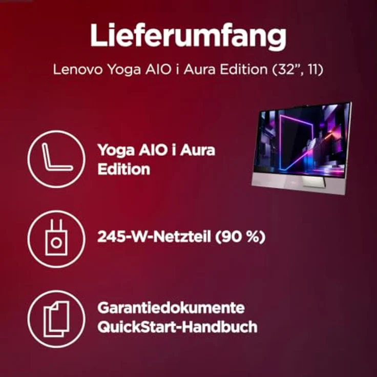 Lenovo Yoga 32IPH11 F0JK, All-in-One PC mit Intel Core Ultra X7, 32 GB RAM, 2 TB SSD, 31,5 Zoll UHD-Display, Windows 11 Pro, Wi-Fi 6, Bluetooth 5.4 – Bild 13