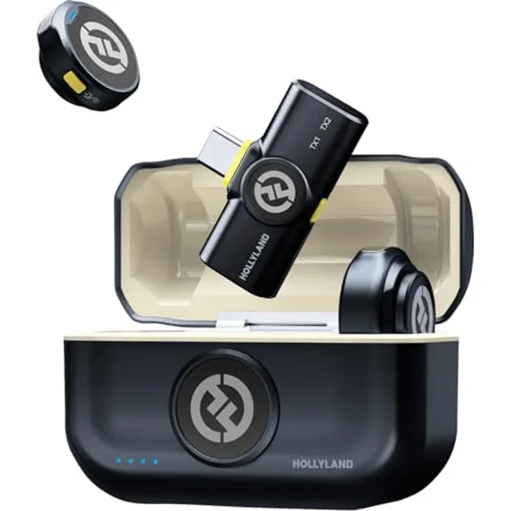 Hollyland Mikrofon Lark M2 für USB-C, drahtloses Mikrofon mit verlustfreier Klangwiedergabe, 30 Stunden Akkulaufzeit