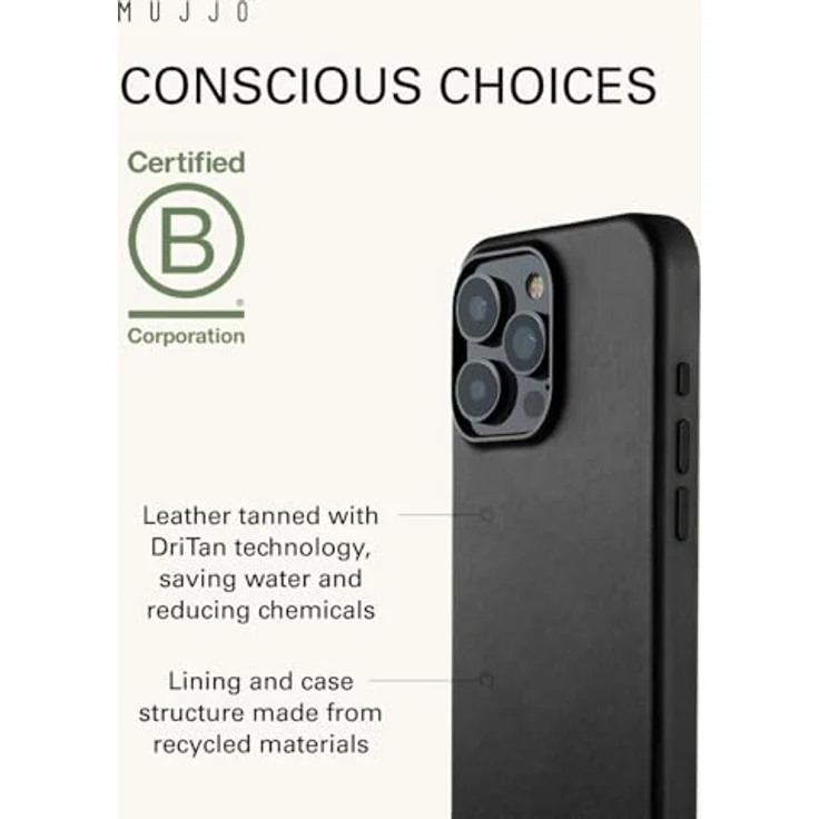 Mujjo Leather Case iPhone 16 Pro Max Schwarz - Hochwertige Lederhülle mit MagSafe-Unterstützung – Bild 4