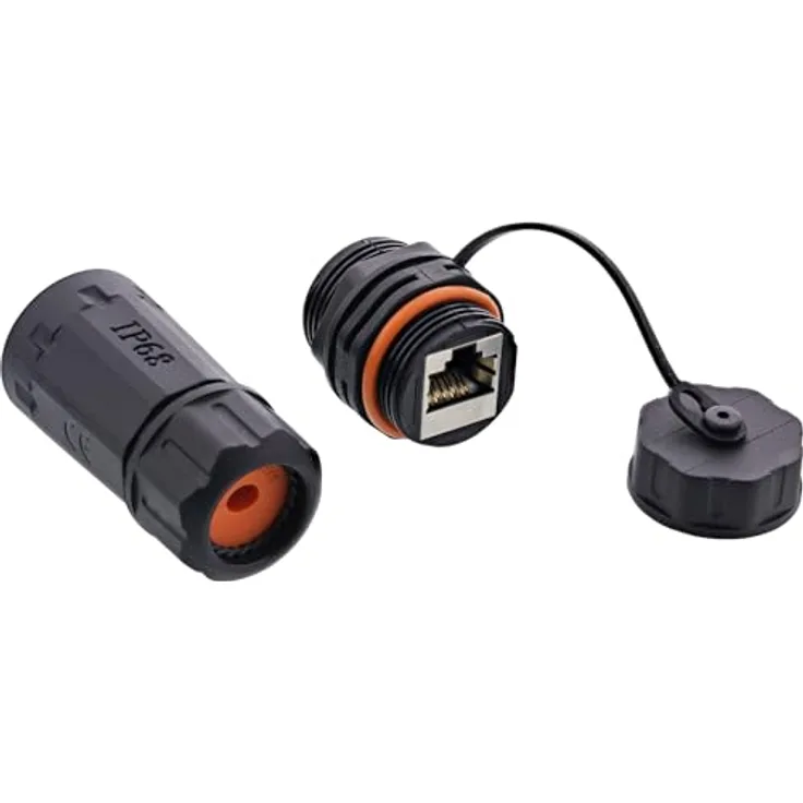 InLine Patchkabelkupplung Cat.6A, wasserdicht IP68, 2x RJ45 Buchse, geschirmt
