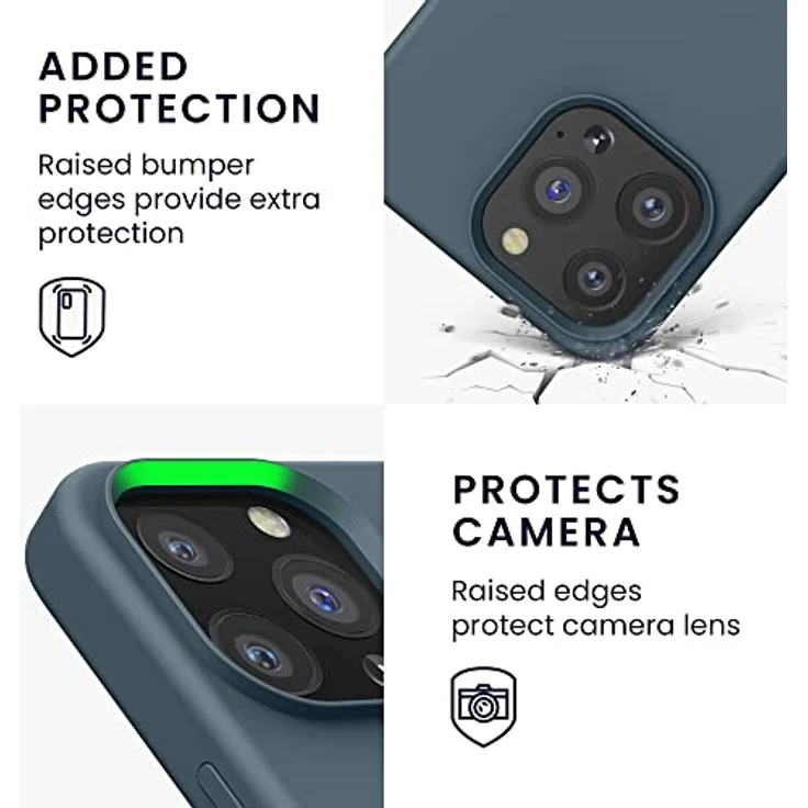 kwmobile iPhone 13 Pro Hülle Silikon, flexibles TPU Case mit kabellosem Laden - Dunkler Schiefer – Bild 3