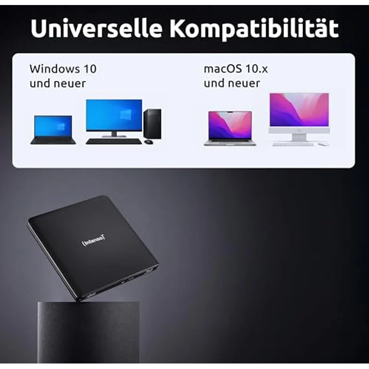 Intenso EOD 500BD Slim, externes Blu-ray Laufwerk mit USB 3.2, Brenngeschwindigkeit bis 6x, inkl. Ashampoo Burning Studio, Schwarz – Bild 4