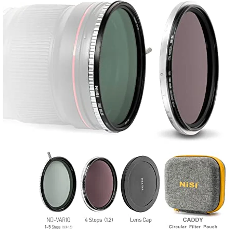NiSi 67mm Swift VND Kit - True Color 1-5 Blenden Variable ND Filter + ND16 (1,2) 4 Blenden Neutral-Graufilter, Kamera-Filter in kompaktem Design – Bild 2