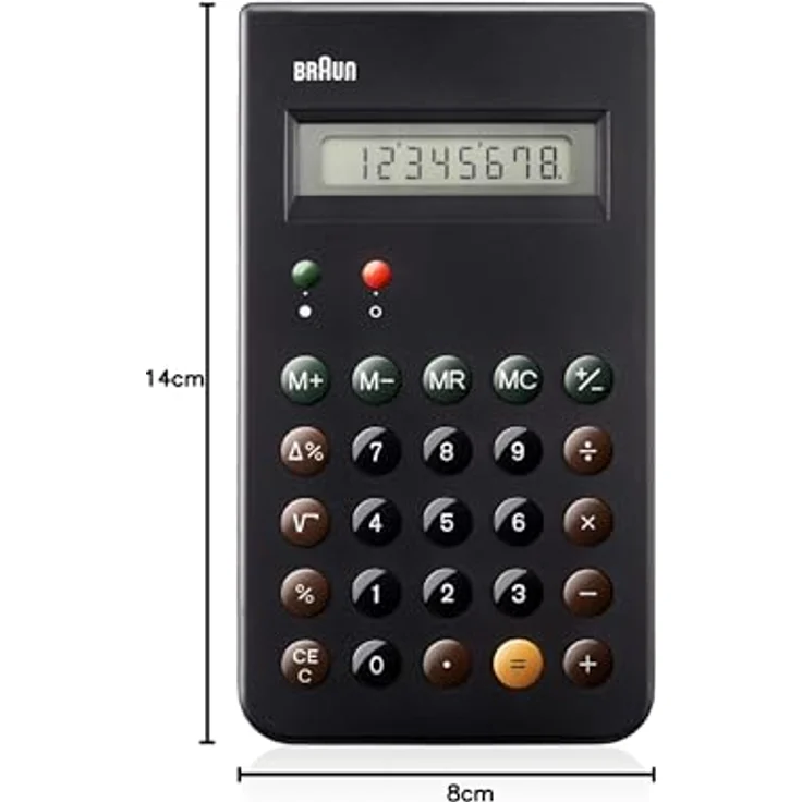 BRAUN BNE 001 BK KULT-TASCHENRECHNER, DIETER RAMS, 8 STELLIGES LCD-DISPLAY INKLUSIVE HARTSCHALEN-SCHIEBECOVER,SCHWARTZ – Bild 2