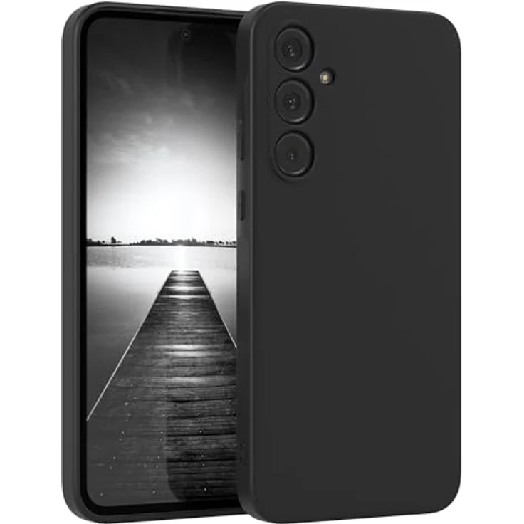 EAZY CASE Silikonhülle für Samsung Galaxy A55, Dünn und stoßfest in Schwarz Matt mit Kameraschutz und kratzresistentem Design – Bild 1