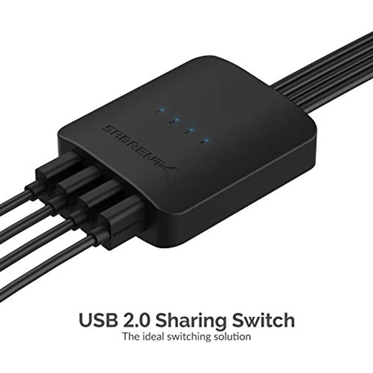 SABRENT USB Freigabeschalter, 4 Computers in 4 Computers Out, Computer Peripherie Auswahl Splitter, USB Sharing Switch, für PC, Drucker, Scanner, Maus, Tastatur LED-Geräteanzeigen (USB-USS4) – Bild 2