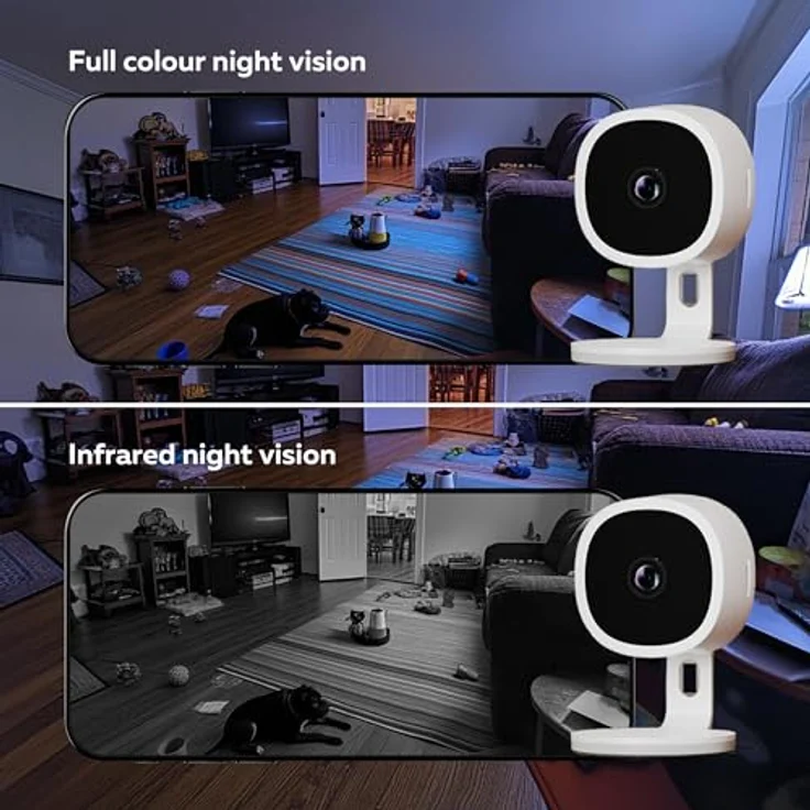 Calex Smart Security Sicherheitskamera, 2K WLAN IP-Kamera mit Nachtsicht, 2-Wege-Audio und App-Steuerung, weiße Oberfläche – Bild 3