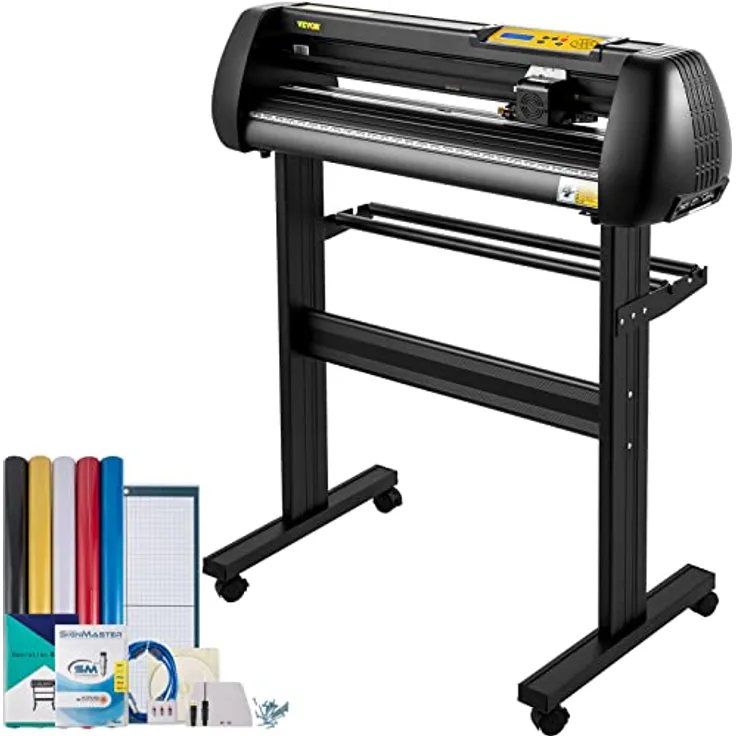 VEVOR Vinyl Schneidemaschine Schneideplotter 720 mm, Schnittgeschwindigkeit 10–800 mm/s, Schnittkraft 10–500 g, mit 5 Vinylrollen und SignMaster-Software, 13,5 kg