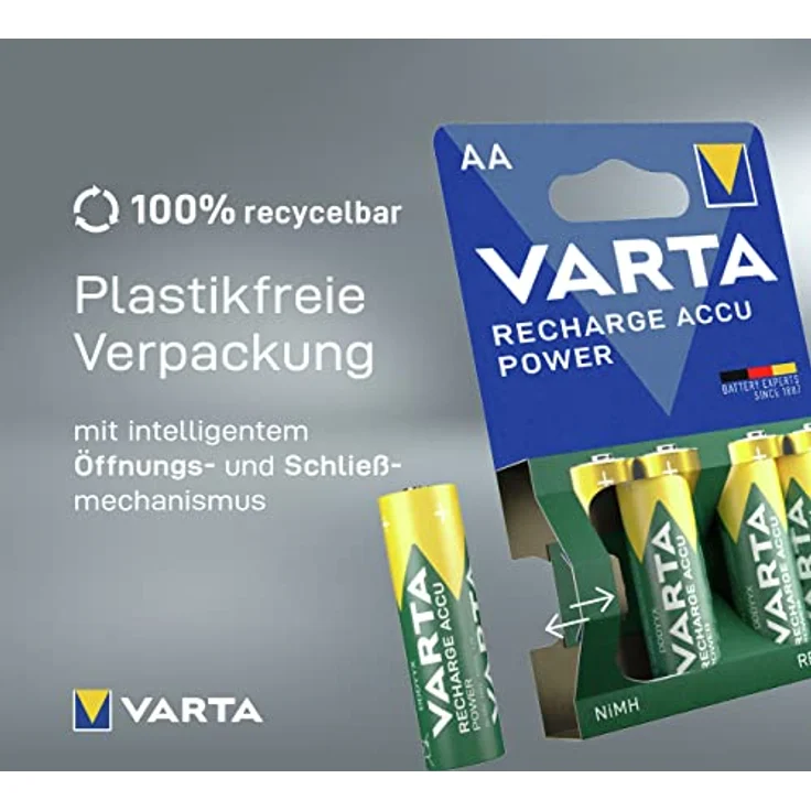 VARTA Rechargeable Accu Ready2Use vorgeladener AAA Micro 1000 mAh Ni-Mh Akku, wiederaufladbar ohne Memory-Effekt, sofort einsatzbereit, 4er Pack – Bild 2