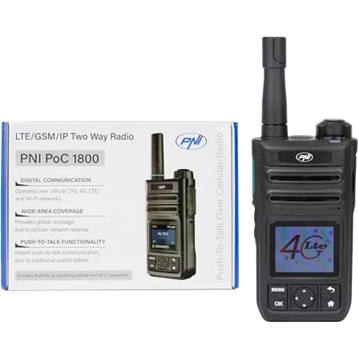 PNI PoC 1800, Tragbarer Radiosender mit GSM 4G LTE, Wi-Fi 2,4 GHz, Android OS, 1,77 Zoll Farbbildschirm, 4400 mAh Akku, IP54 – Bild 2