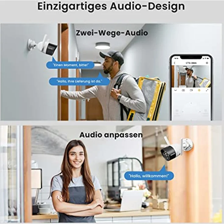 Tenda Überwachungskamera Aussen WLAN, 1080P IP Kamera mit 30m Vollfarb-Nachtsicht, Zwei-Wege-Audio, Alarmmeldung, Personenerkennung & Bewegungserkennung, ONVIF, IP66, SD Karte/Cloud/NVR Speicher, CT3 – Bild 3