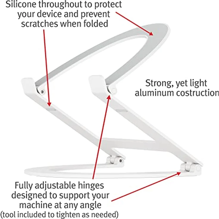 Twelve South Curve Flex | Ergonomischer höhen- und winkelverstellbarer Aluminium-Laptop-/MacBook-Ständer, passend für 10"-17", tragbar - inklusive Transporttasche, mattweiss, TS-2202 – Bild 3