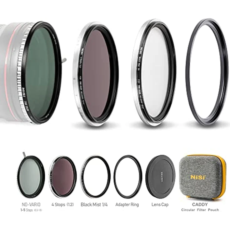 NiSi 82mm Swift VND Mist Kit - True Color 1-5 Blenden Variable ND Filter + ND16 (4 Blenden) Neutral-Graufilter + Black Mist 1/4 Diffusion Effektfilter – Bild 2