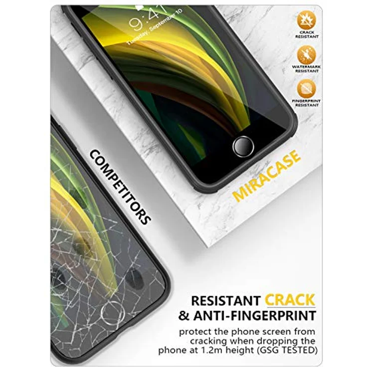 Miracase 360 Grad Hülle für iPhone SE 2022/SE 2020/iPhone 8, Ganzkörper Schutzhülle mit eingebauter Glas Displayschutzfolie, stoßfest, schwarz – Bild 4