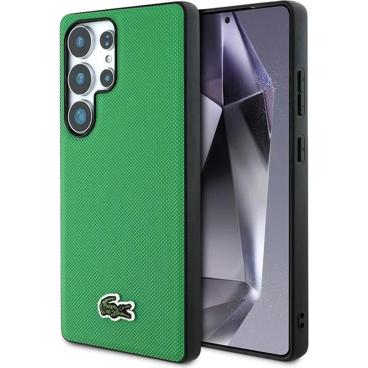 Lacoste Case Iconic Petit Pique Woven Logo MagSafe für Samsung Galaxy S25 Ultra, Mehrfarbig, stylischer Schutz mit erhöhten Kanten und Hochauflösenden Drucken