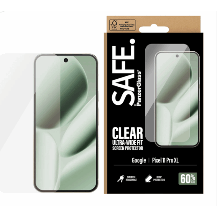 SAFE by PanzerGlass Screen Protector für Google Pixel 11 Pro XL, Ultra-Wide Fit, hohe Kratzfestigkeit, schmierfreie Beschichtung, recyceltes Material