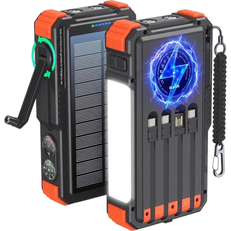 Extralink Solar Powerbank 20000mAh, 20W Qi mit Dynamo und Lampe