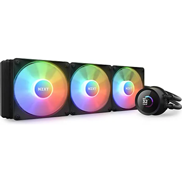 NZXT Kraken 360 RGB - RL-KR360-B1-360mm AIO CPU Wasserkühlung - 1,54" LCD Display 240x240-3x120mm RGB Core Fans - EIN Breakoutkabel zur einfachen Installation - anpassbar durch NZXT CAM - Schwarz – Bild 1