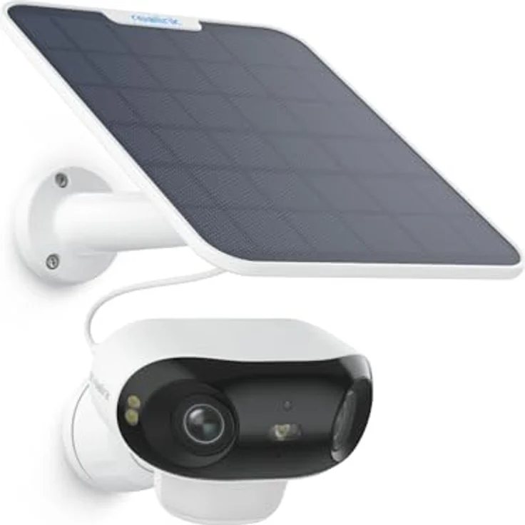 Reolink Argus 4 Pro, 4K Solar Überwachungskamera Aussen Akku, ColorX-Nachtsicht, 180°-Weitwinkel, 8MP Kabellose WLAN IP Kamera, Dual-band Wi-Fi 6, PIR- & KI-Erkennung, IP66-Wasserdicht, mit Solarpanel – Bild 1