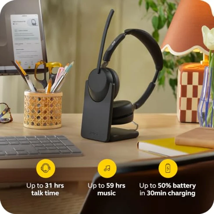 Jabra Evolve3 65 Stereo, LINK 390c, MS On Ear Headset mit Bluetooth® und adaptiver Geräuschunterdrückung, Schwarz – Bild 8
