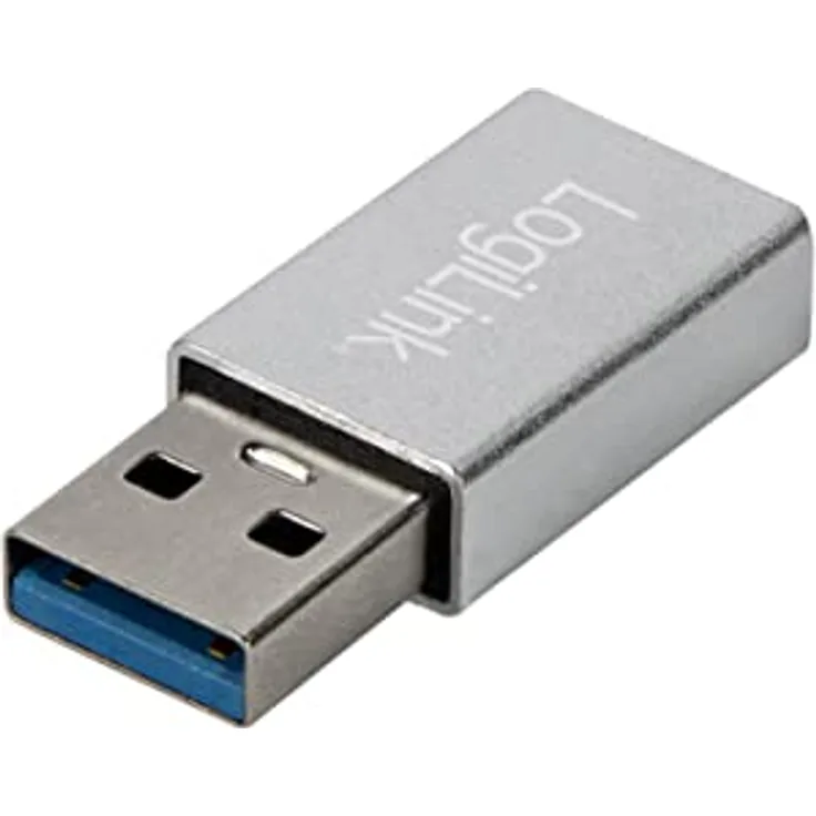 LogiLink USB 3.2 Gen1 Typ-C Adapter, USB-A (Stecker) zu USB-C (Buchse), Silber