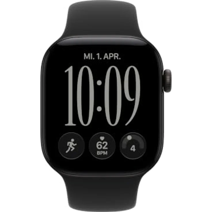 Apple Watch Series 12, 42mm Smartwatch mit Schwarz Aluminium Case, Schwarz Sport Band M/L, Gesundheits- und Fitness-Tracker, schnelles Laden – Bild 2