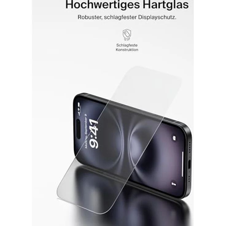 Belkin ScreenForce Tempered Glass Schutzfolie iPhone 17 Pro Max, 9H Kratzfest, Blasenfreie Anbringung mit Positionierungsrahmen, 2er-Pack – Kristallklar, Antimikrobiell – Bild 2