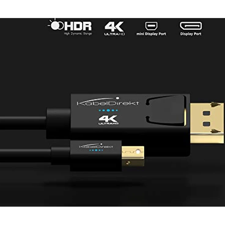 KabelDirekt - Mini DisplayPort (Thunderbolt) auf DisplayPort Kabel (Mini DP auf DP) - 3m - (UHD Auflösung mit 4K / 60Hz, Version 1.2, für PC & Mac, DP Stecker mit Verriegelung, schwarz) – Bild 6