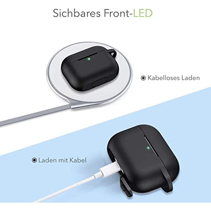 AVANA Apple AirPods Pro Schutzhülle 360° Silikon Case Schwarz, Ladecase Tasche, Robust & Flexibel – Bild 3