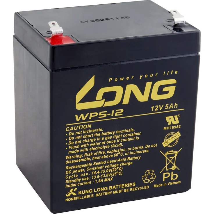 AVACOMtech Long 12V 5Ah olovný akumulátor F1 (WP5-12 F1), Bleiakku für maßgeschneiderte Anwendungen