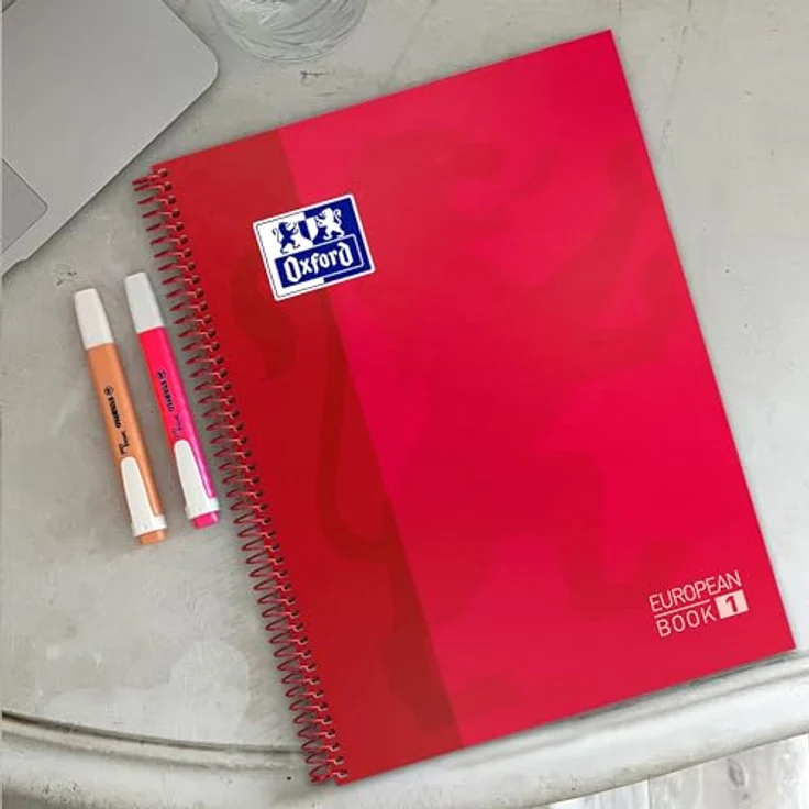 OXFORD Collegeblock European Book 1, DIN A4+ kariert, 80 Blatt, rot, mit Hard-Cover und digitalisierbaren Notizen – Bild 5