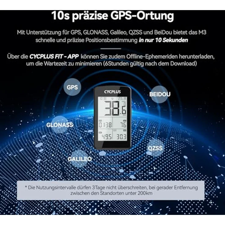 CYCPLUS GPS Fahrradcomputer ANT+ mit Bluetooth 5.0, 2,8-Zoll-LCD, 100+ Stunden Akku, IP67 wasserdicht, automatische Hintergrundbeleuchtung – Bild 3