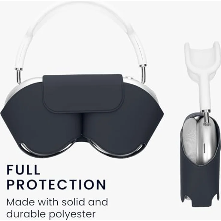 kwmobile Hülle kompatibel mit Apple AirPods Max Case - weiche Kopfhörer Tasche - Etui aus Polyester - Dunkelblaues Cover – Bild 4