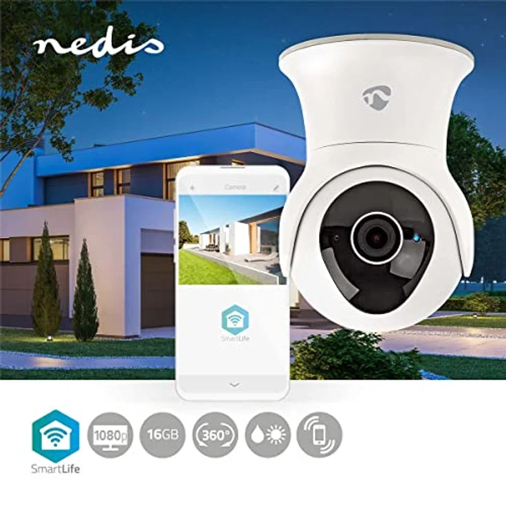 Nedis - WLAN Smart IP-Kamera - Schwenk-/Neigefunktion - Full HD 1080P - Außenanwendung - Wasserdicht - Zweiwege-Kommunikation - Nachtsichtfunktion und Bewegungssensor – Bild 3