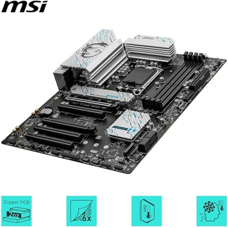MSI B760 Gaming Plus WiFi DDR4 Mainboard, ATX - Unterstützt Intel Core Prozessoren der 14., 13. und 12. Generation, LGA 1700 - DDR4 5333+MHz/OC, 1x PCIe 4.0 x16, 2 x M.2 Gen4, 2,5G LAN, WIFI6E - Schwarz – Bild 4
