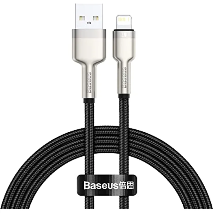 Baseus Cafule USB-auf-Lightning-Ladekabel, 2,4 A, 1 m, Schwarz – Schnellladung und Datenübertragung bis 480 MB/s