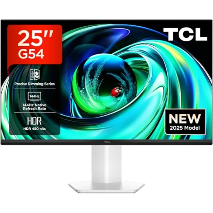 TCL 25G54, 25″ Mini-LED Gaming Monitor, Full-HD, 144Hz, IPS-Panel, 450 Nits, VESA Display HDR 400, 93% DCI-P3, Flimmerfrei & Low Blue Light, TÜV Rheinland-zertifiziert