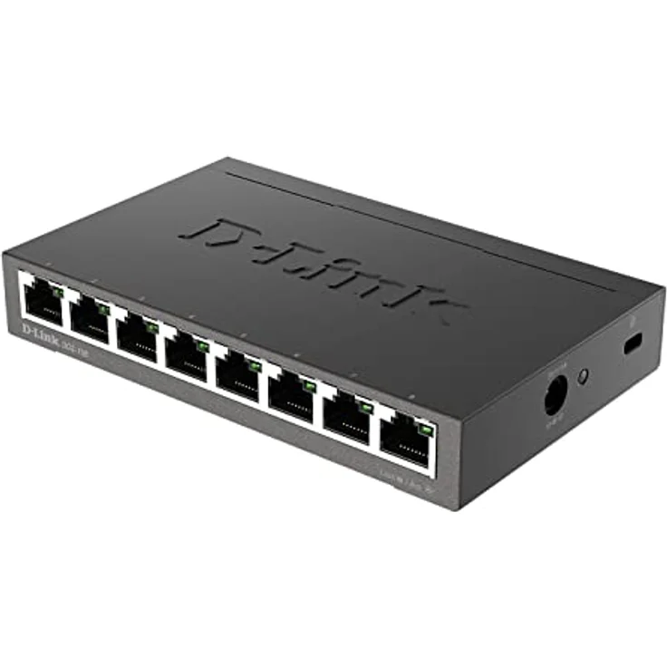 D-Link DGS-108 8-Port Layer2 Gigabit Switch (bis zu 2000 Mbit/s Datenübertragung pro Port, Non-Blocking-Architektur, lüfterlos, Metallgehäuse) schwarz – Bild 2