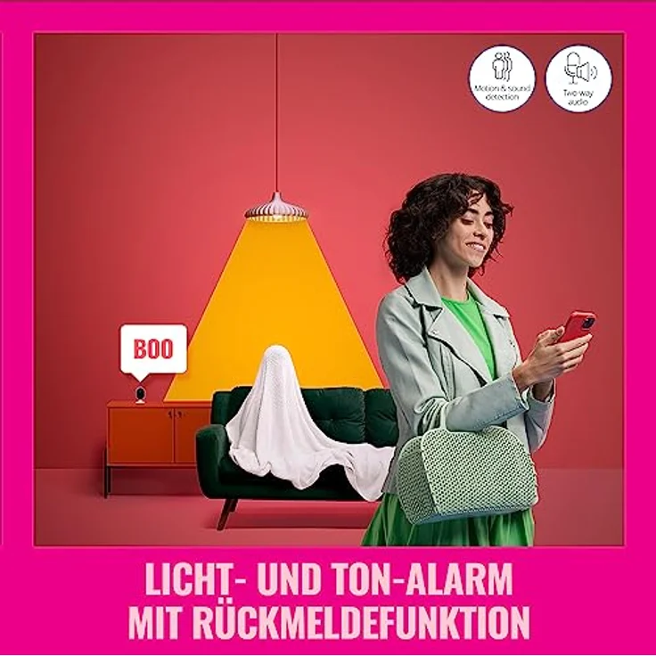 WiZ Sicherheitskamera Starter Set inkl. Tunable White & Color Lampen für den Innenbereich, Bewegungs- und Geräuscherkennung, Vollduplex-Audio, Nachtsicht, smarte Steuerung per App und über WLAN, weiß – Bild 4