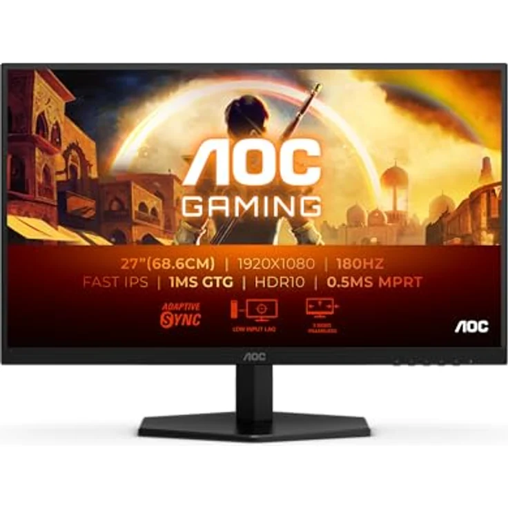 AOC Gaming 24G42E - 24 Zoll FHD Monitor, 180 Hz, 1 ms, FreeSync Prem., G-Sync comp., HDR10, schwarz grau – Bild 1